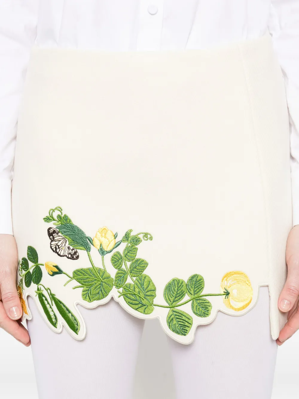 Vivetta Floral-embroidered Scalloped Mini Skirt In White