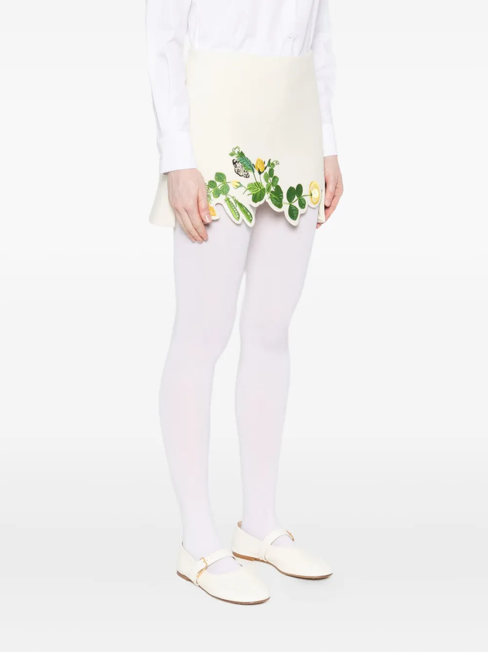 Vivetta Floral-embroidered Scalloped Mini Skirt In White