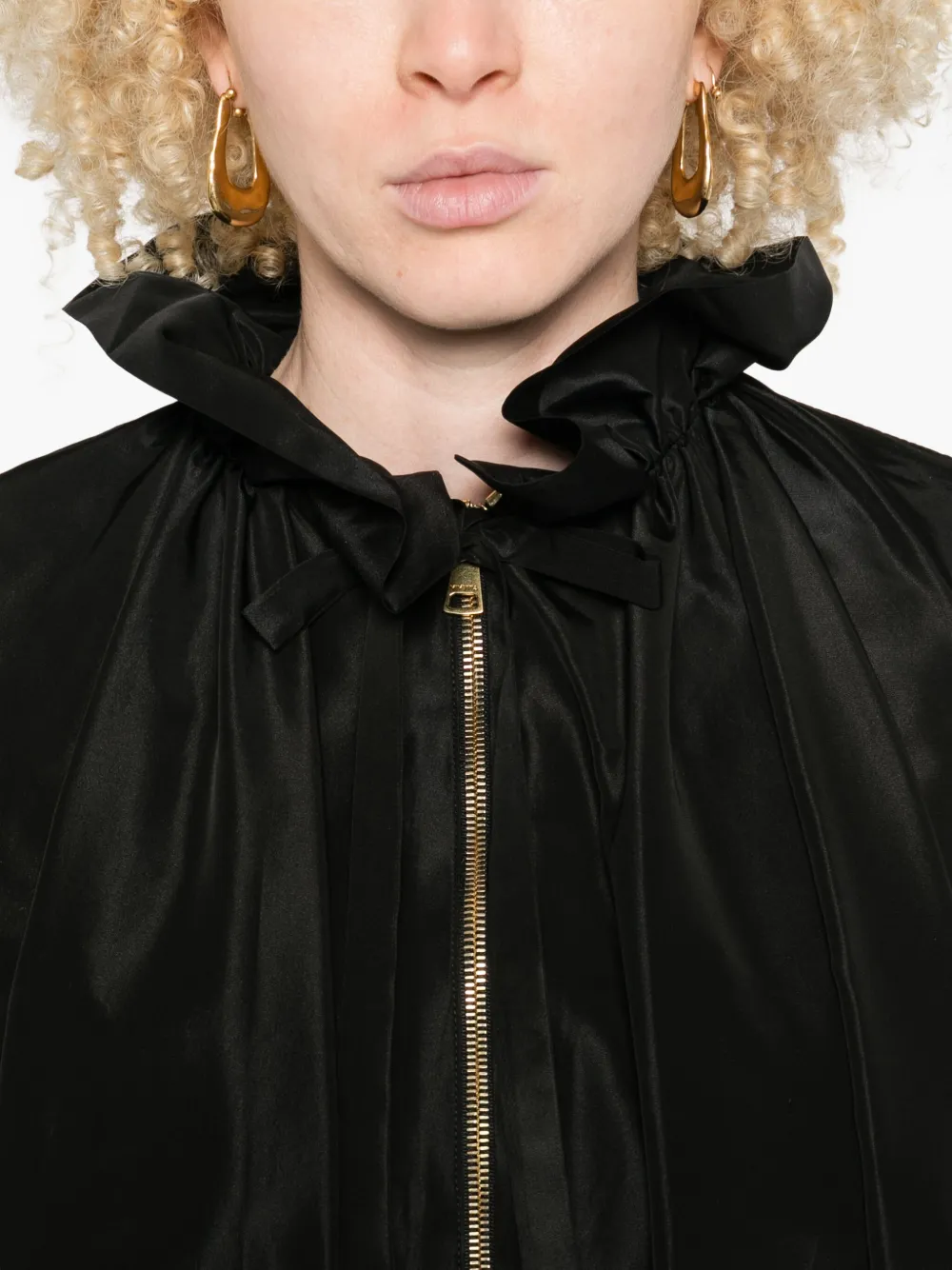 Vivetta Ruffled Zip-front Jacket In Black