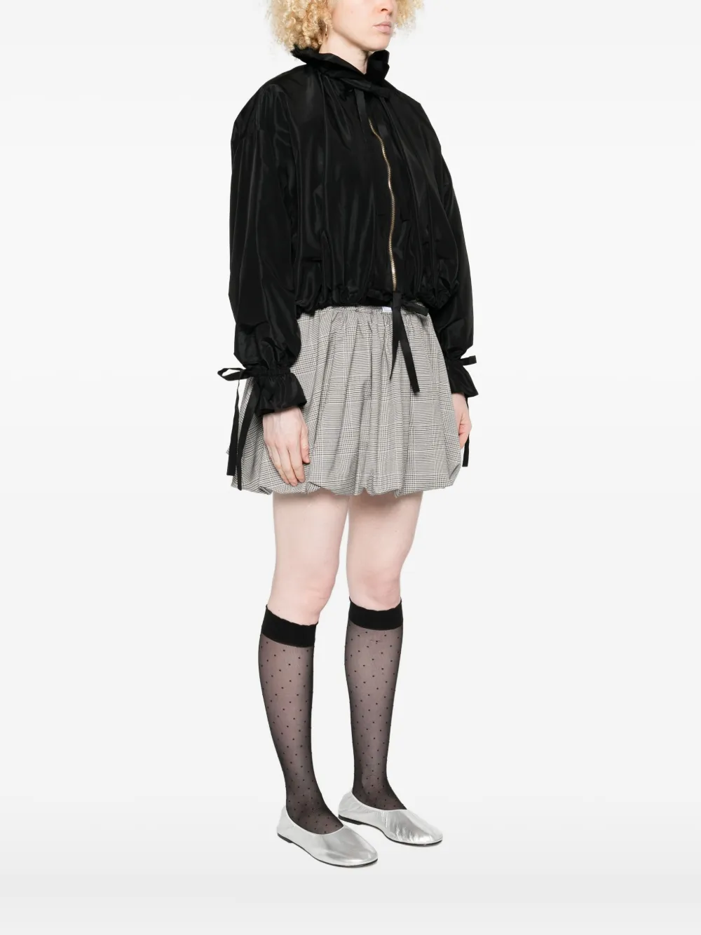 Vivetta Ruffled Zip-front Jacket In Black