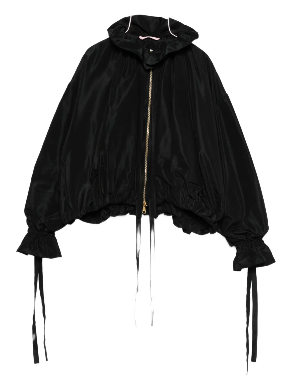Vivetta Ruffled Zip-front Jacket In Black