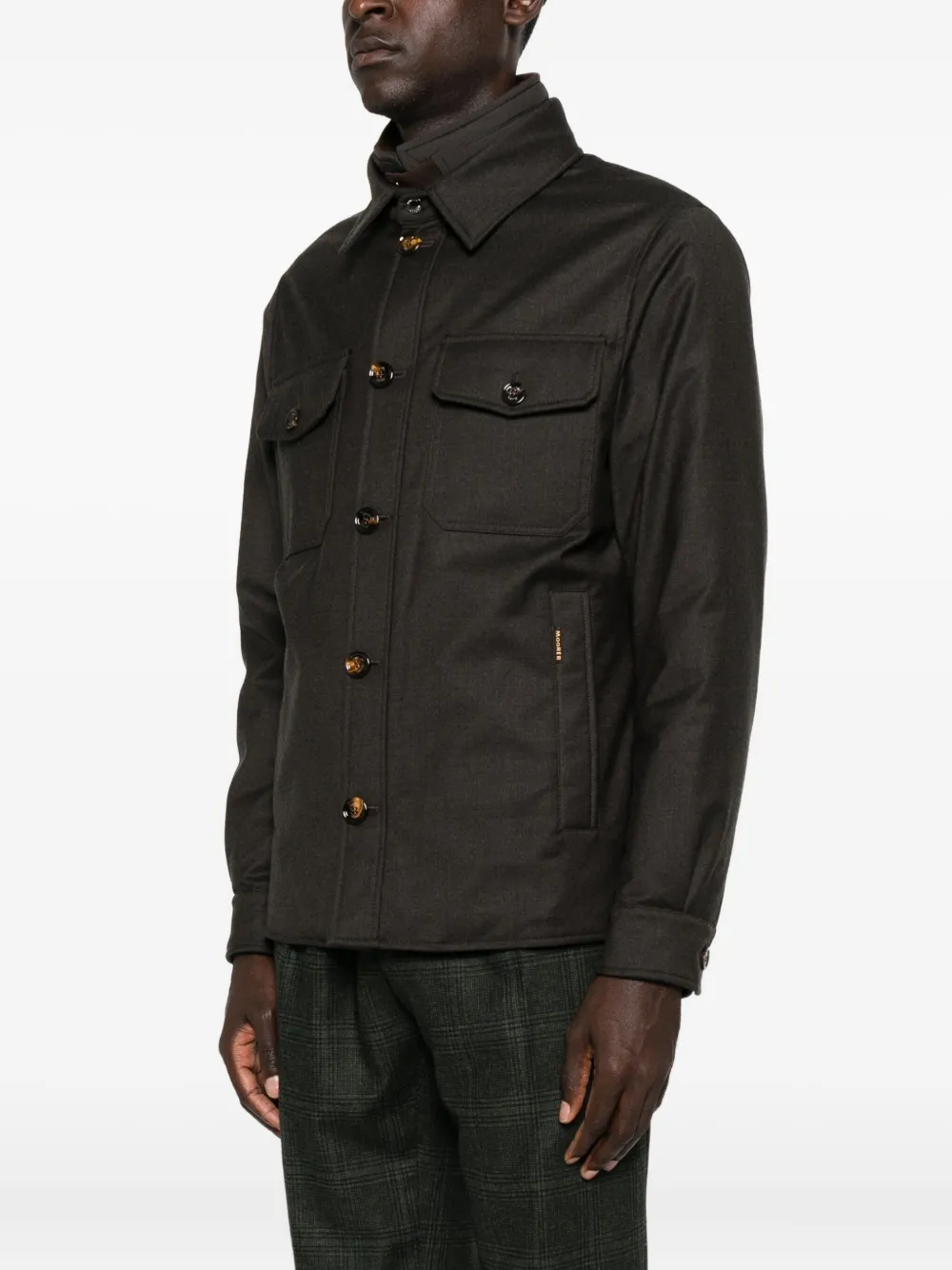 Moorer Button-fastening Flap-pocket Jacket In Brown