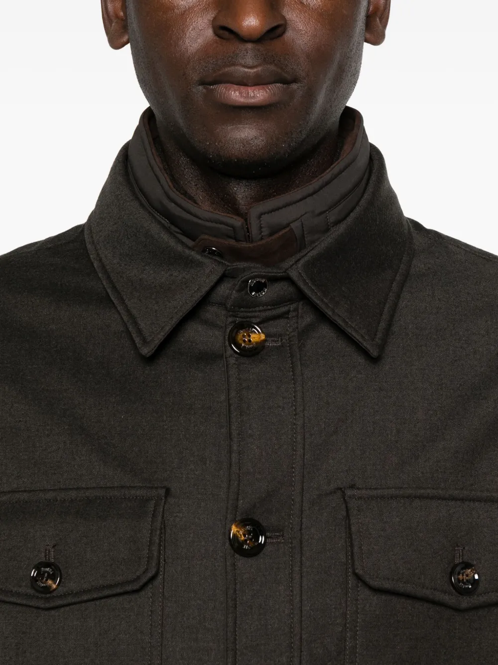 Moorer Button-fastening Flap-pocket Jacket In Brown