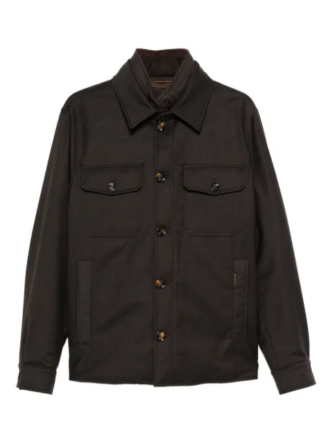 Moorer button-fastening flap-pocket jacket