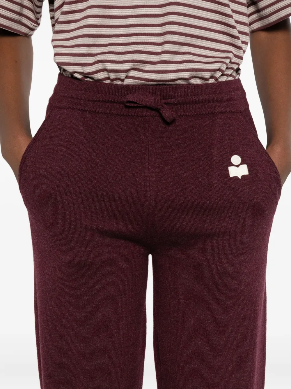 Isabel Marant Étoile Embroidered Logo Drawstring Track Pants In Burgundy