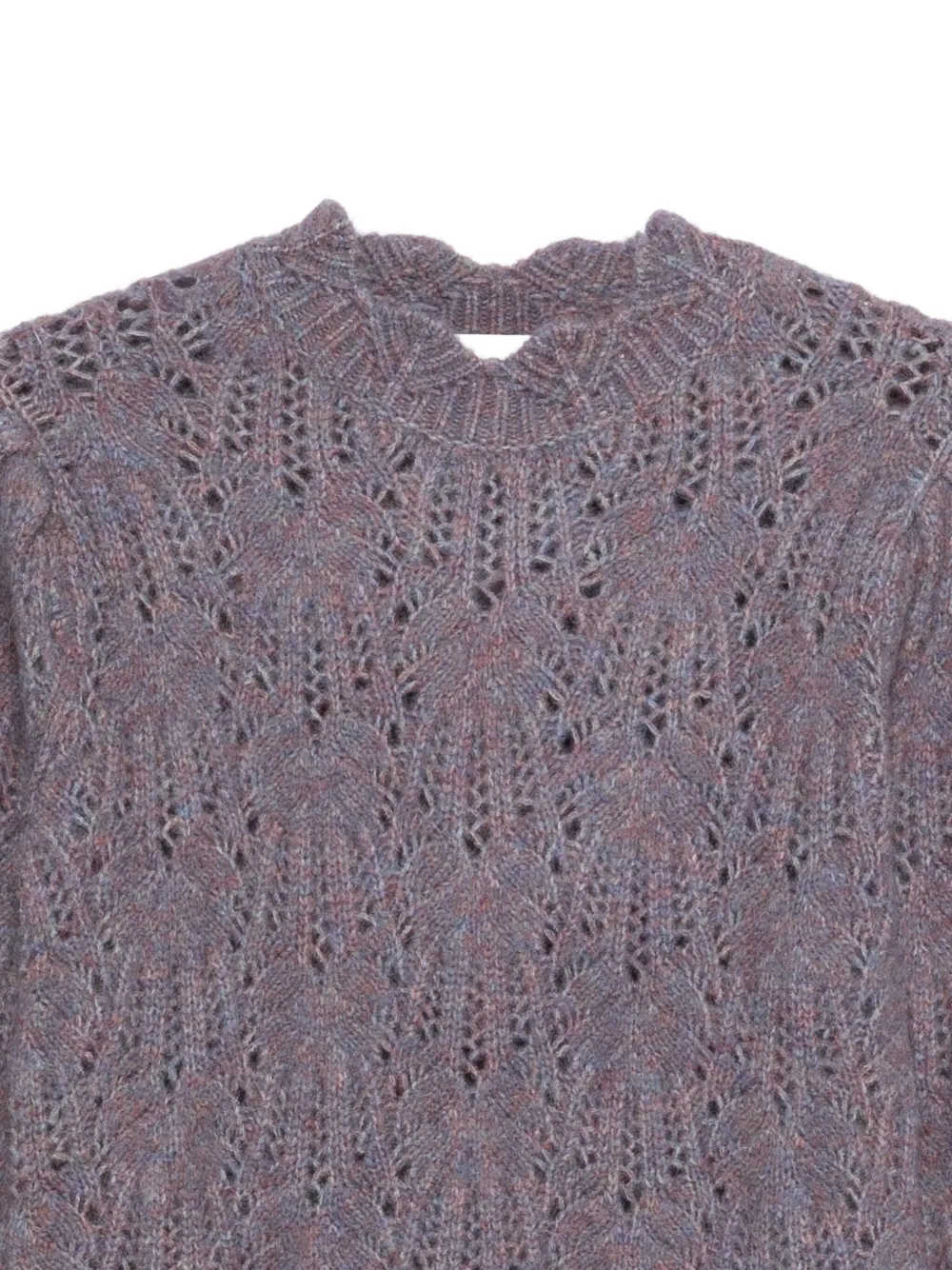 Puff-Sleeve Open-Knit Sweater