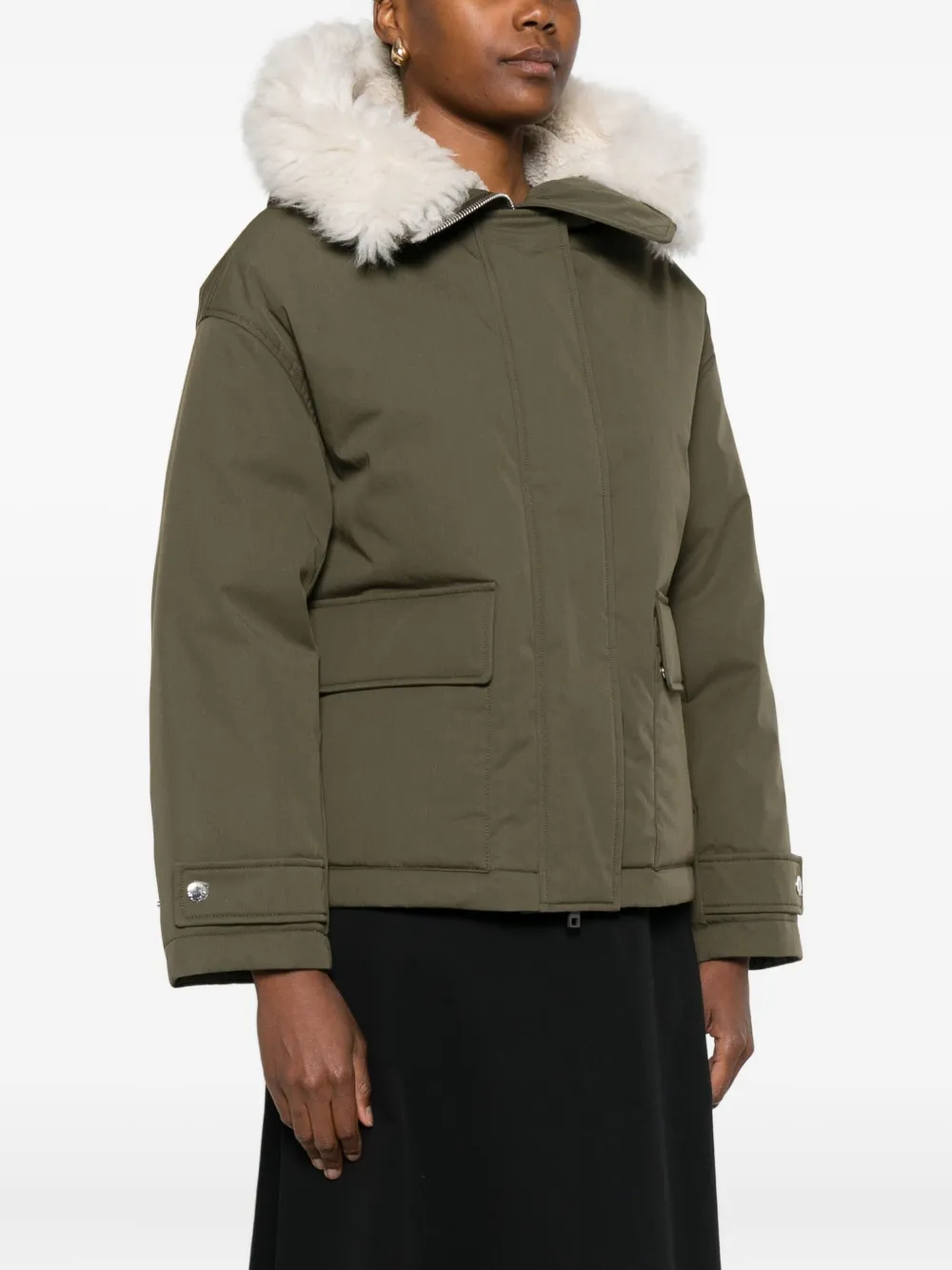  Yves Salomon Hooded Patch-pocket Jacket - Green 