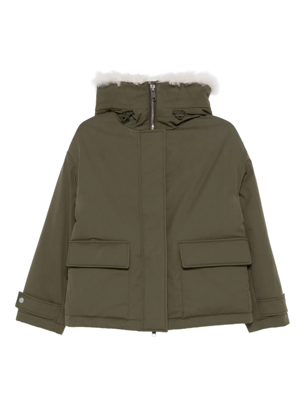 Yves Salomon hooded patch-pocket jacket | Green | Image 1