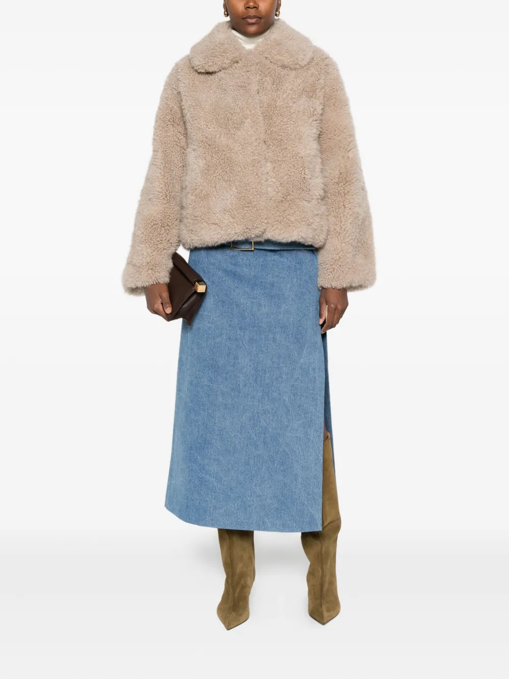 Yves Salomon Teddy-collared Jacket In Neutral