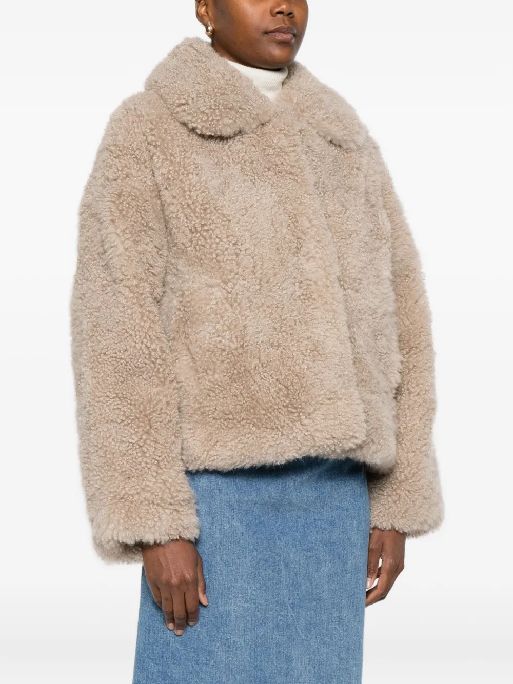 Yves Salomon Teddy-collared Jacket In Neutral