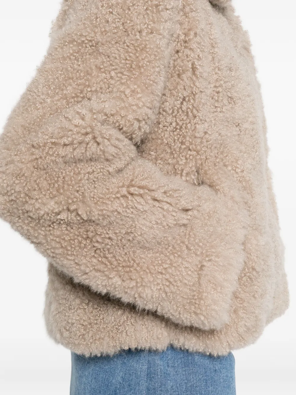 Yves Salomon Teddy-collared Jacket In Neutral
