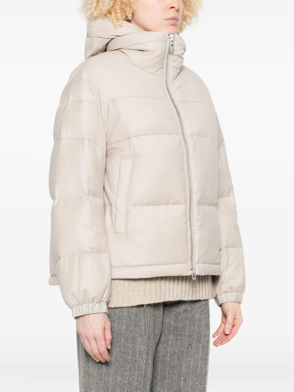 Duno Quilted Hooded Jacket In Neutral