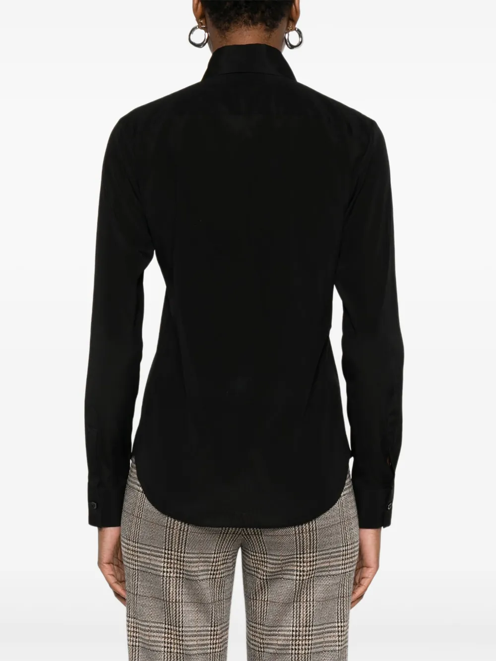 Mazzarelli Gea blouse met puntige kraag en lange mouwen Zwart