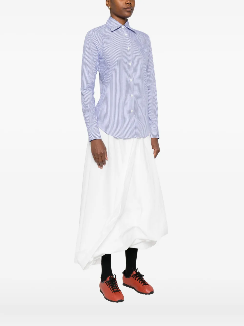 Mazzarelli Gea Striped Button-fastening Shirt In Blue