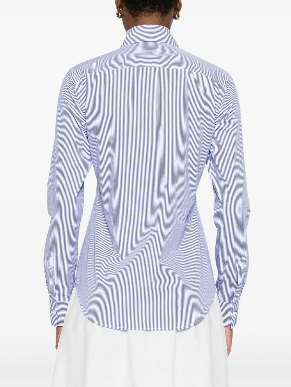 Mazzarelli Gea gestreept blouse met knoopsluiting Blauw