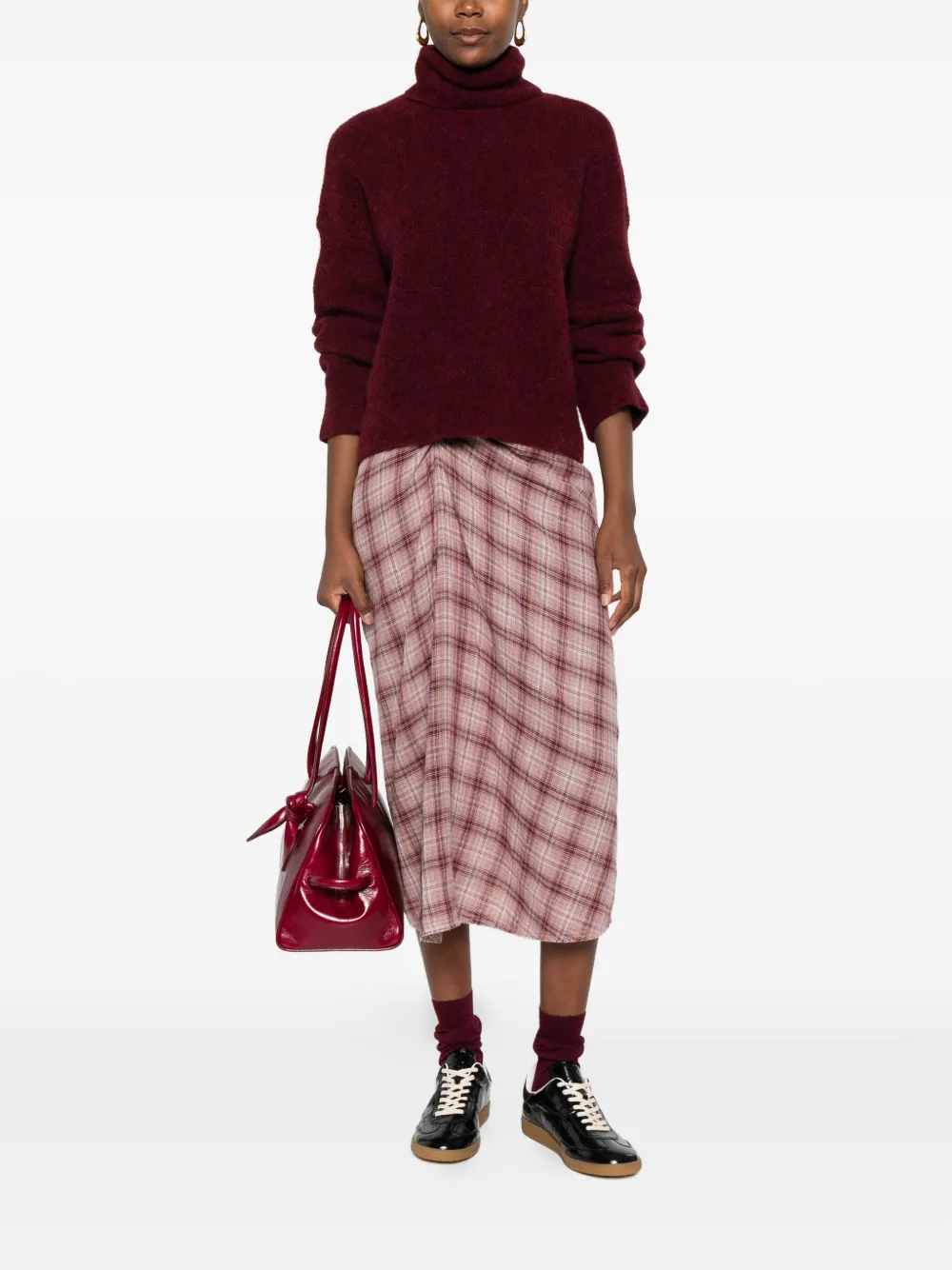 MARANT ÉTOILE Geruite midi-wikkelrok - Roze