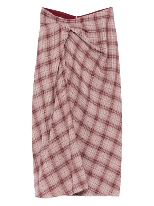 MARANT ÉTOILE checked-pattern Wrap Midi Skirt Pink FARFETCH - Main Image