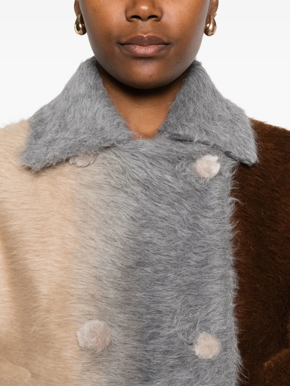 Fendi Alpaca And Wool Double-breasted Coat In Multi