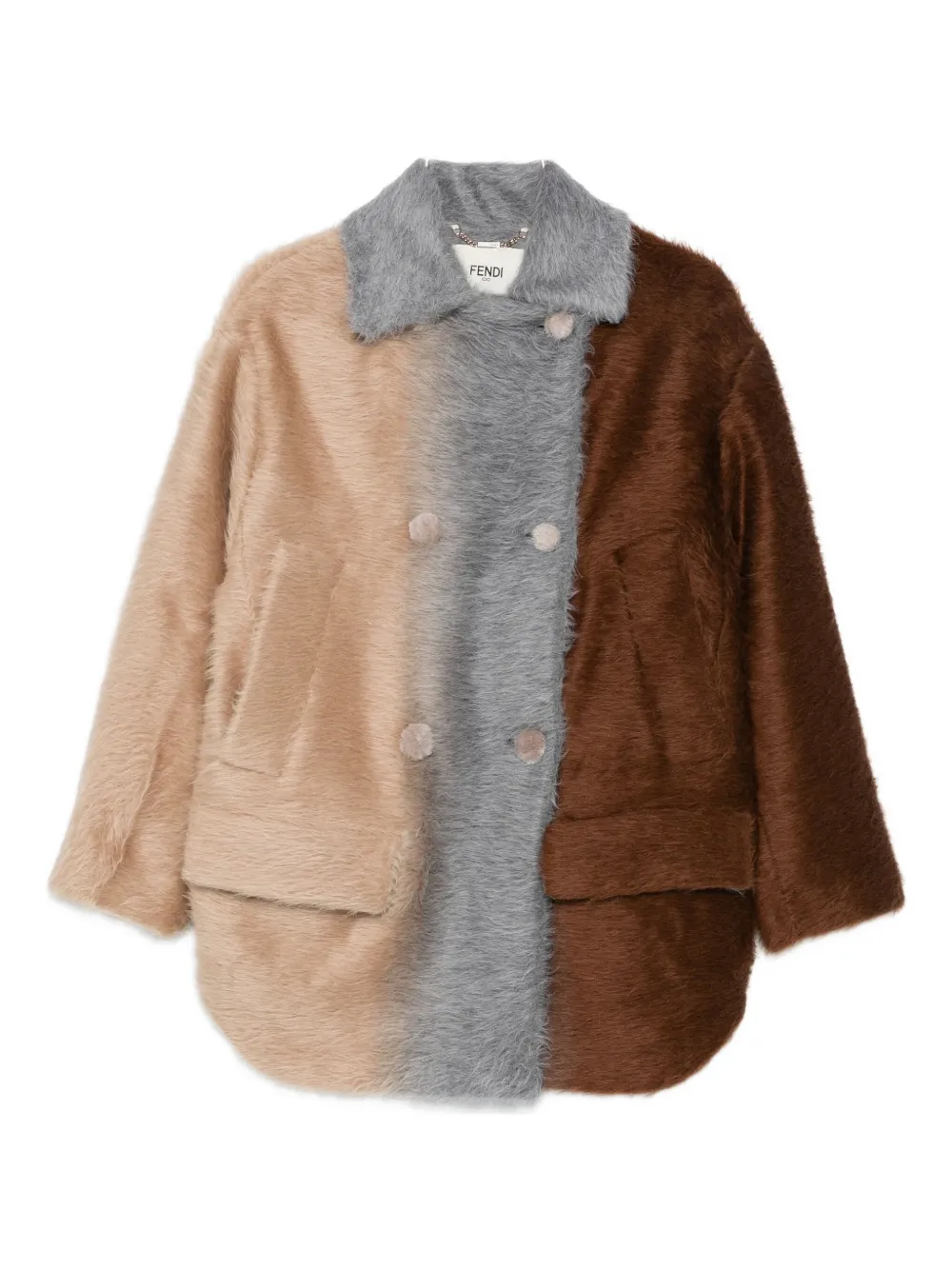 Fendi Alpaca And Wool Double-breasted Coat In Multi