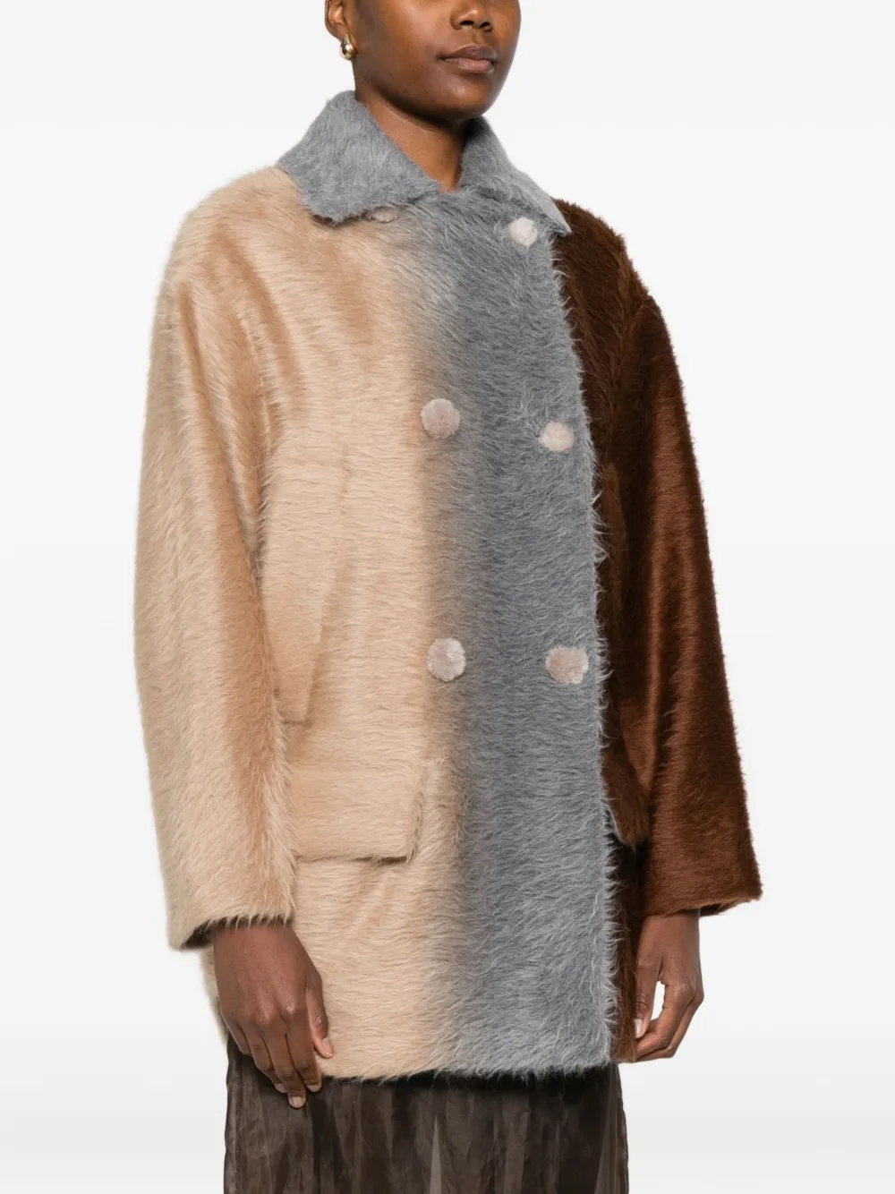 Fendi Alpaca And Wool Double-breasted Coat In Multi