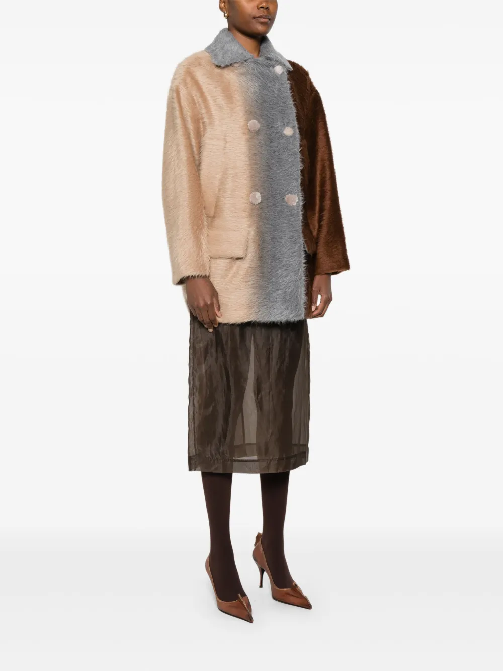 FENDI Jack met dubbele rij knopen en colourblocking Beige