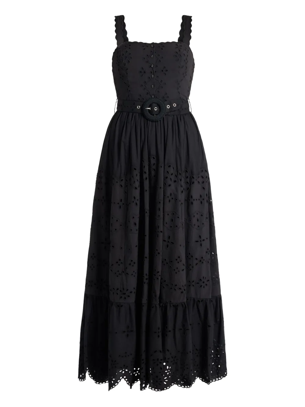Hemant And Nandita Raga scalloped-edge maxi dress | Black | Image 1