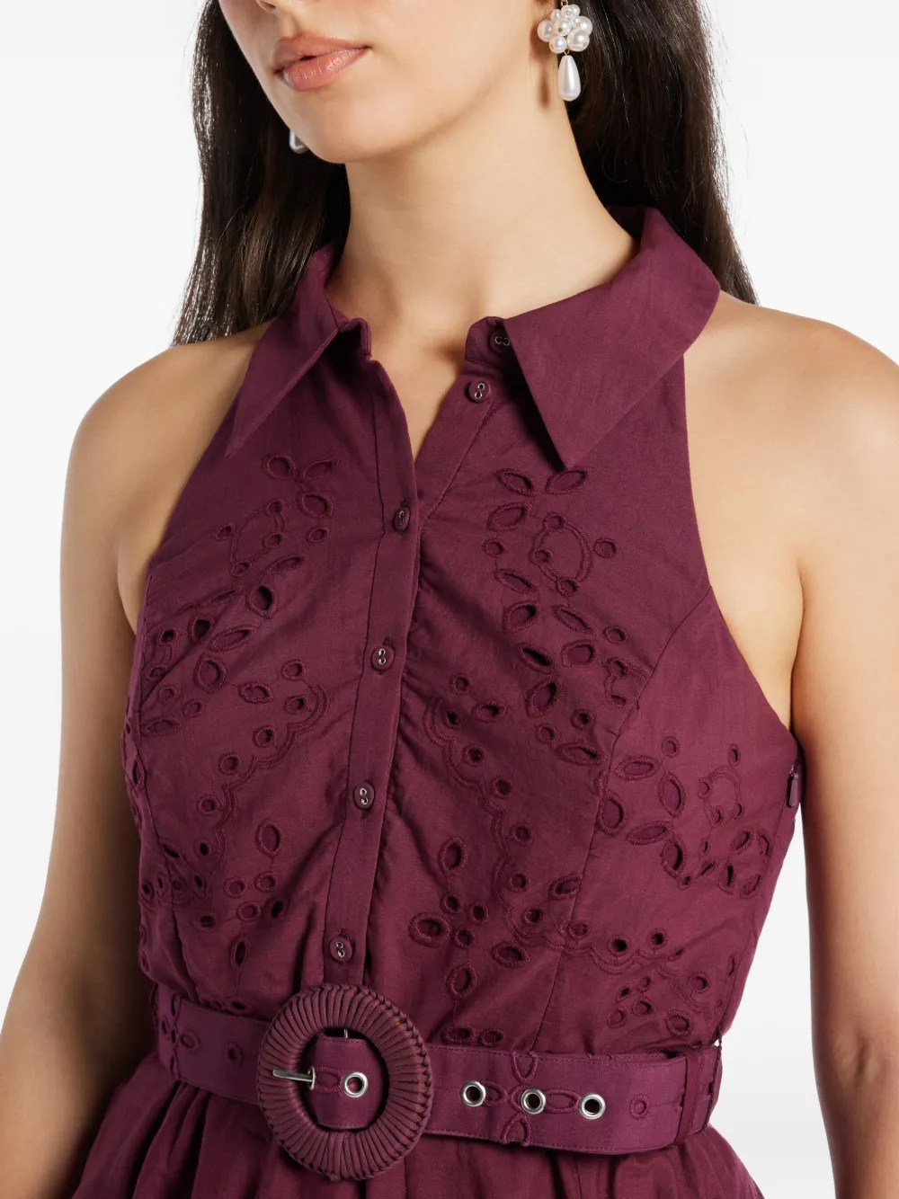 Hemant & Nandita Mahi Belted Mini Dress In Burgundy