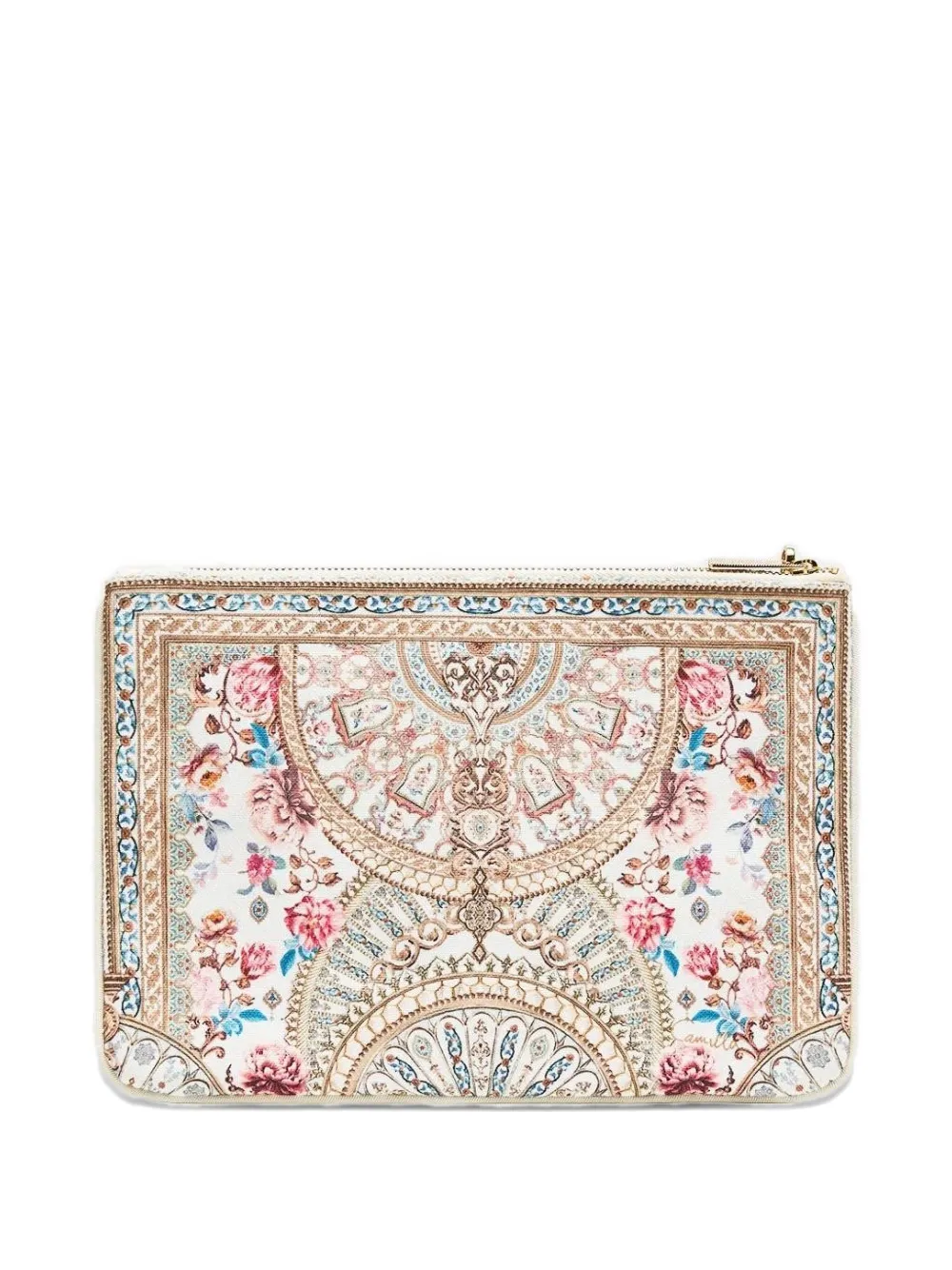 Camilla floral print zip clutch bag - Wit