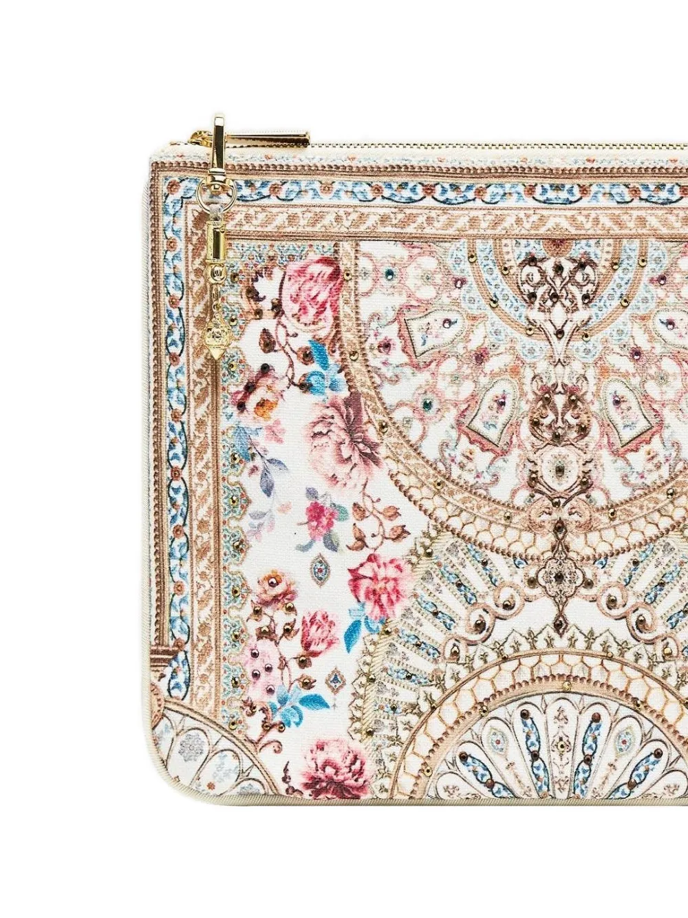 Camilla Clutch met bloemenprint en rits Wit