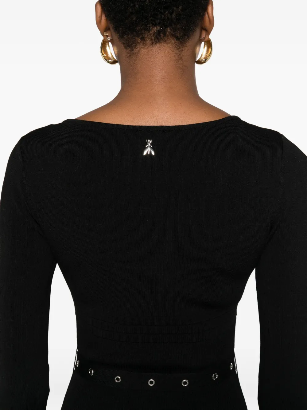Patrizia Pepe Belted Long-sleeved Midi Day Dress In Black