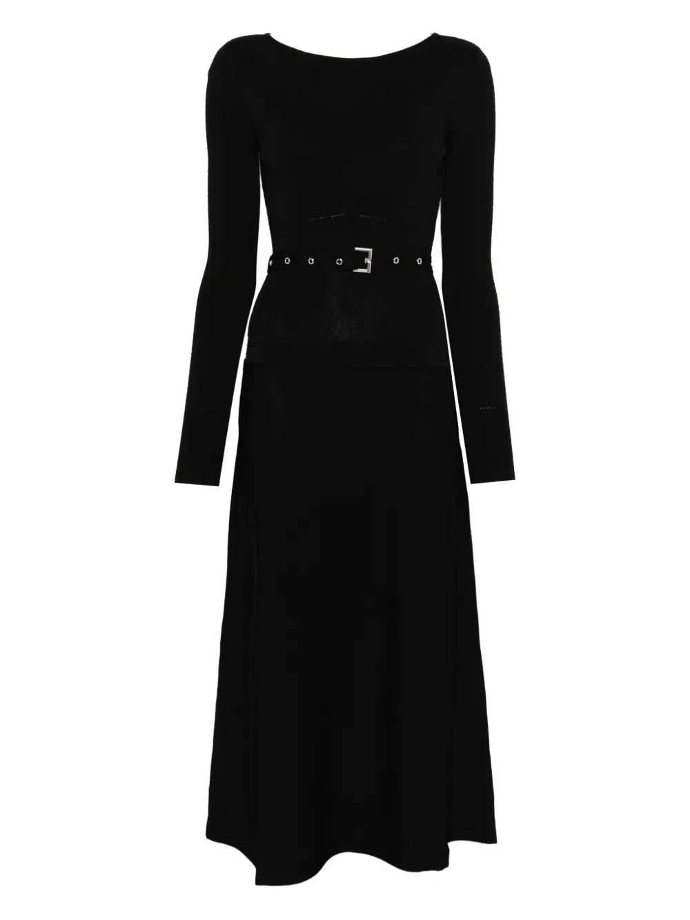 Patrizia Pepe belted long-sleeved midi day dress | Black | Image 1