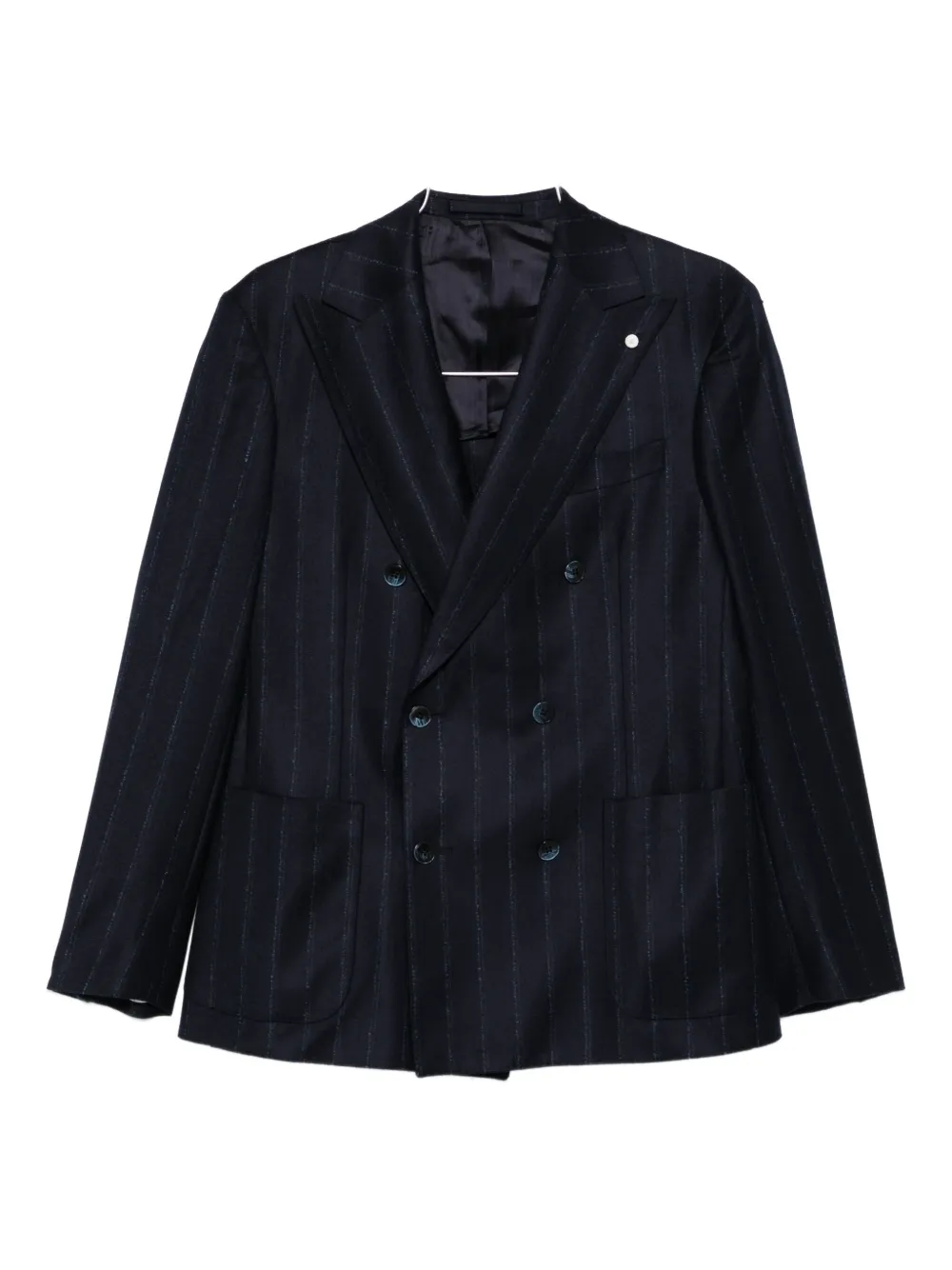 Luigi Bianchi Mantova Pinstripe Double-breasted Suit In Black