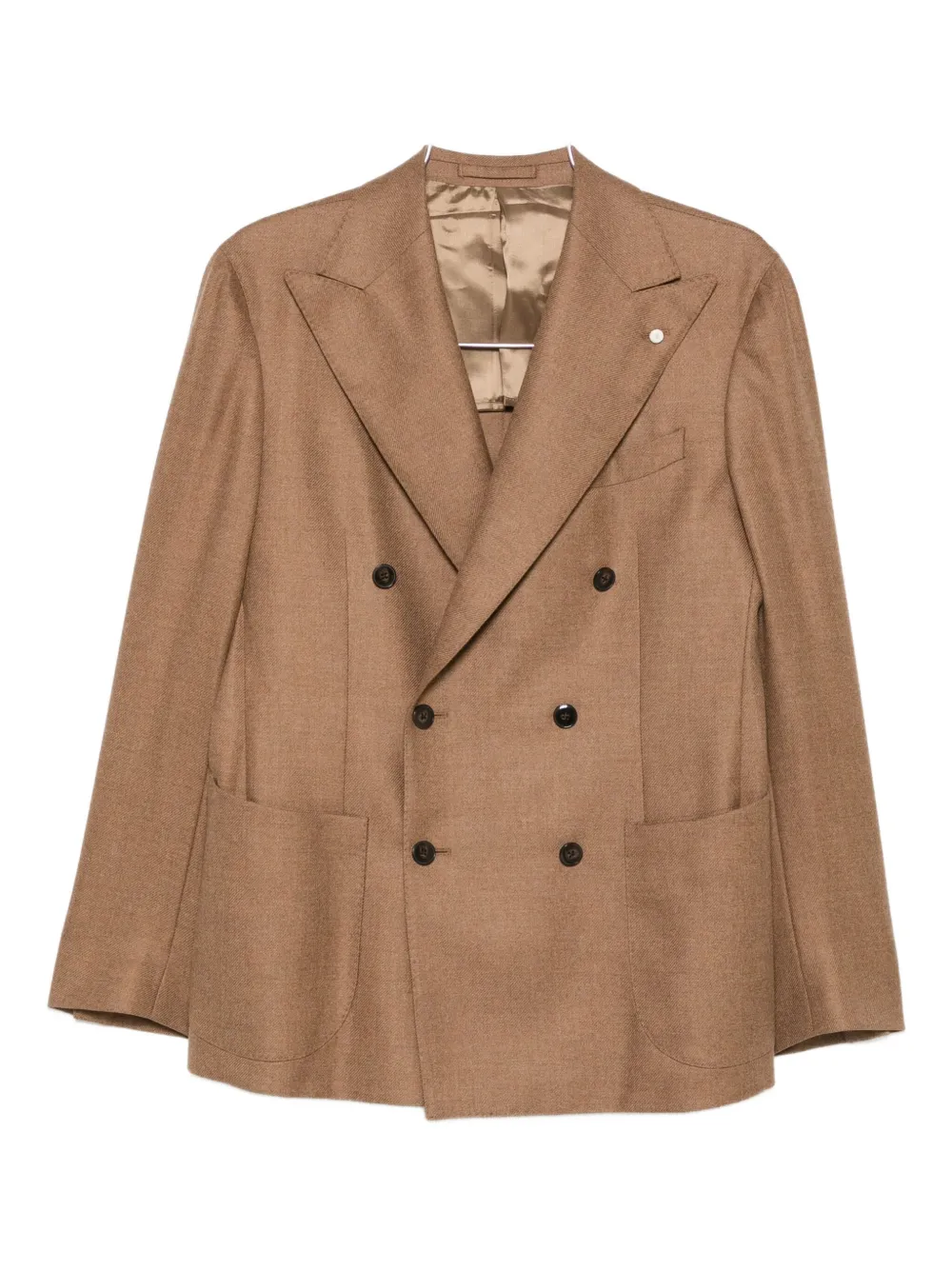Luigi Bianchi Mantova Double-breasted Wool Blazer In Brown