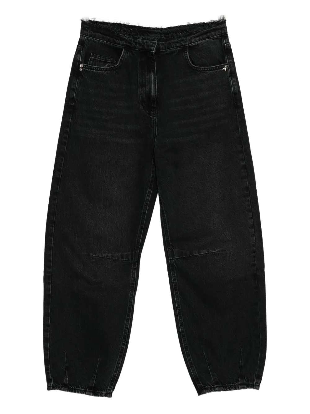 Patrizia Pepe Frayed-waist Balloon Jeans In Black
