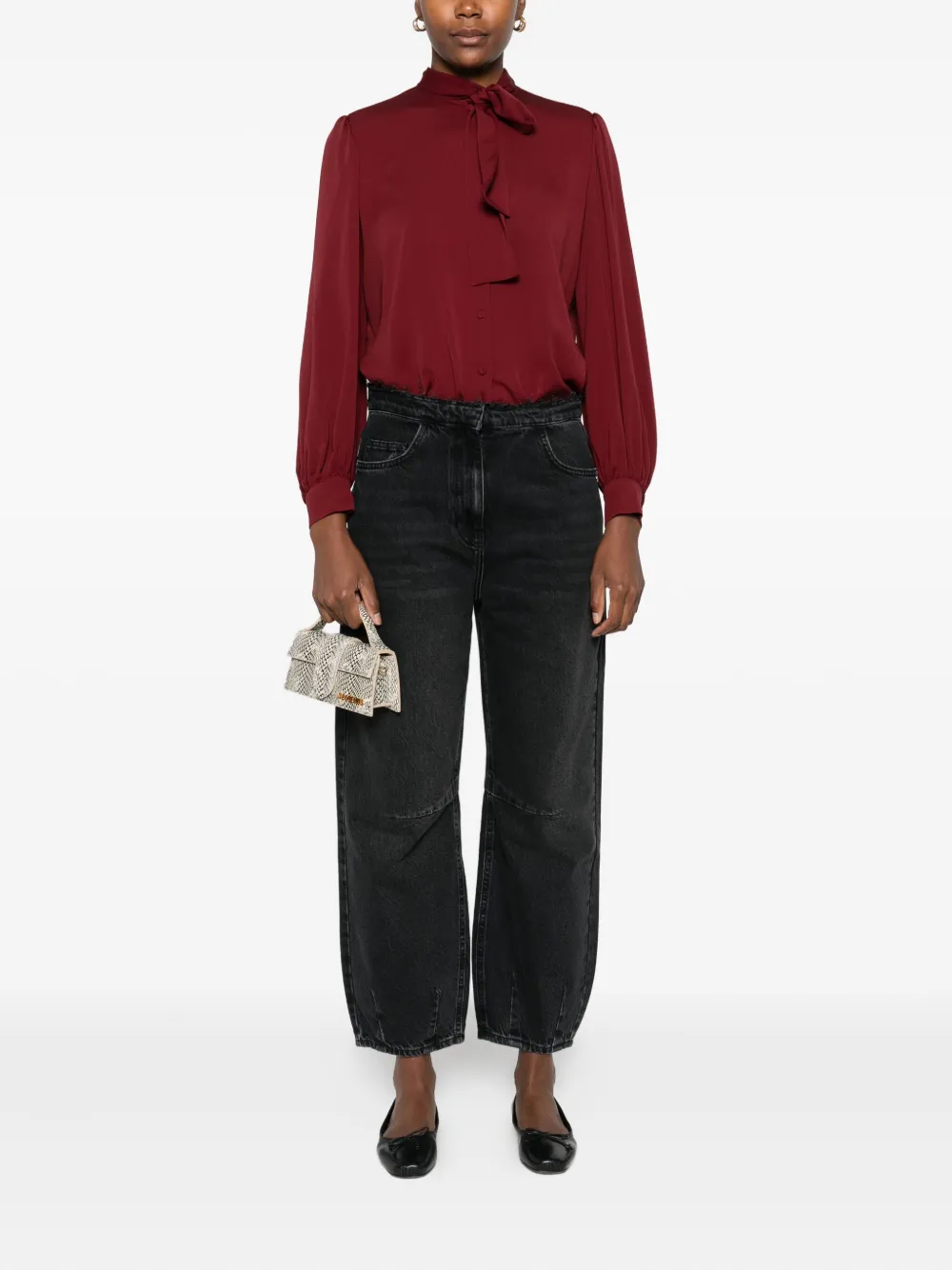 Patrizia Pepe Jeans met franje taille - Zwart