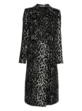 Tagliatore leopard-print belted coat - Black
