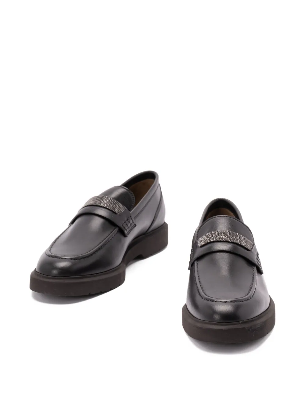 Brunello Cucinelli chain-detail leather loafers Black