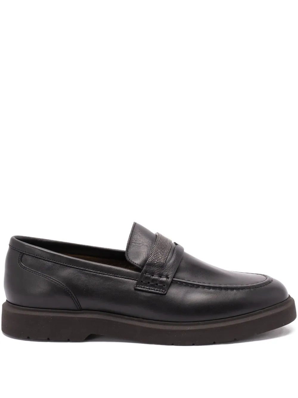 Brunello Cucinelli chain-detail leather loafers Black