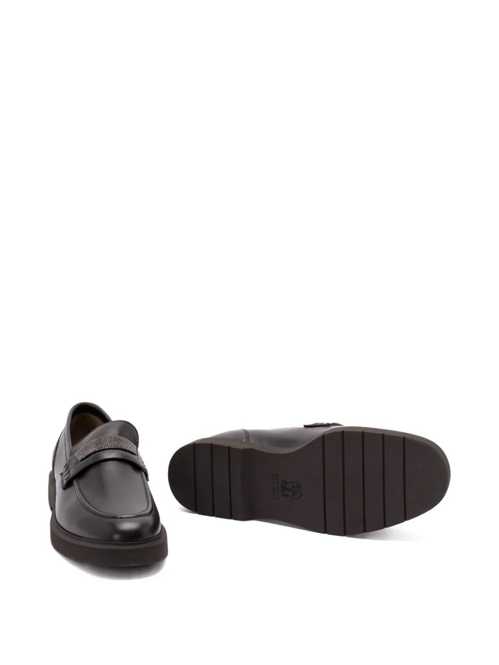 Brunello Cucinelli Chain-detail Leather Loafers In Black