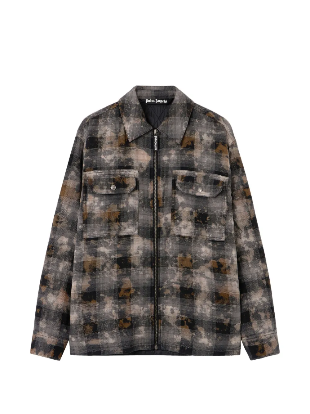 Palm Angels Geruit shirtjack met rits Grijs