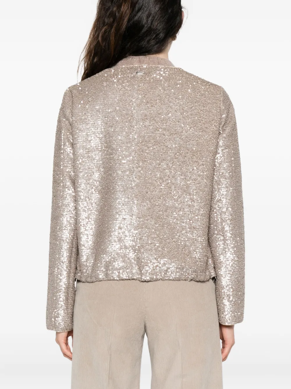 Herno Sequinned Zip-up Jacket In Neutral