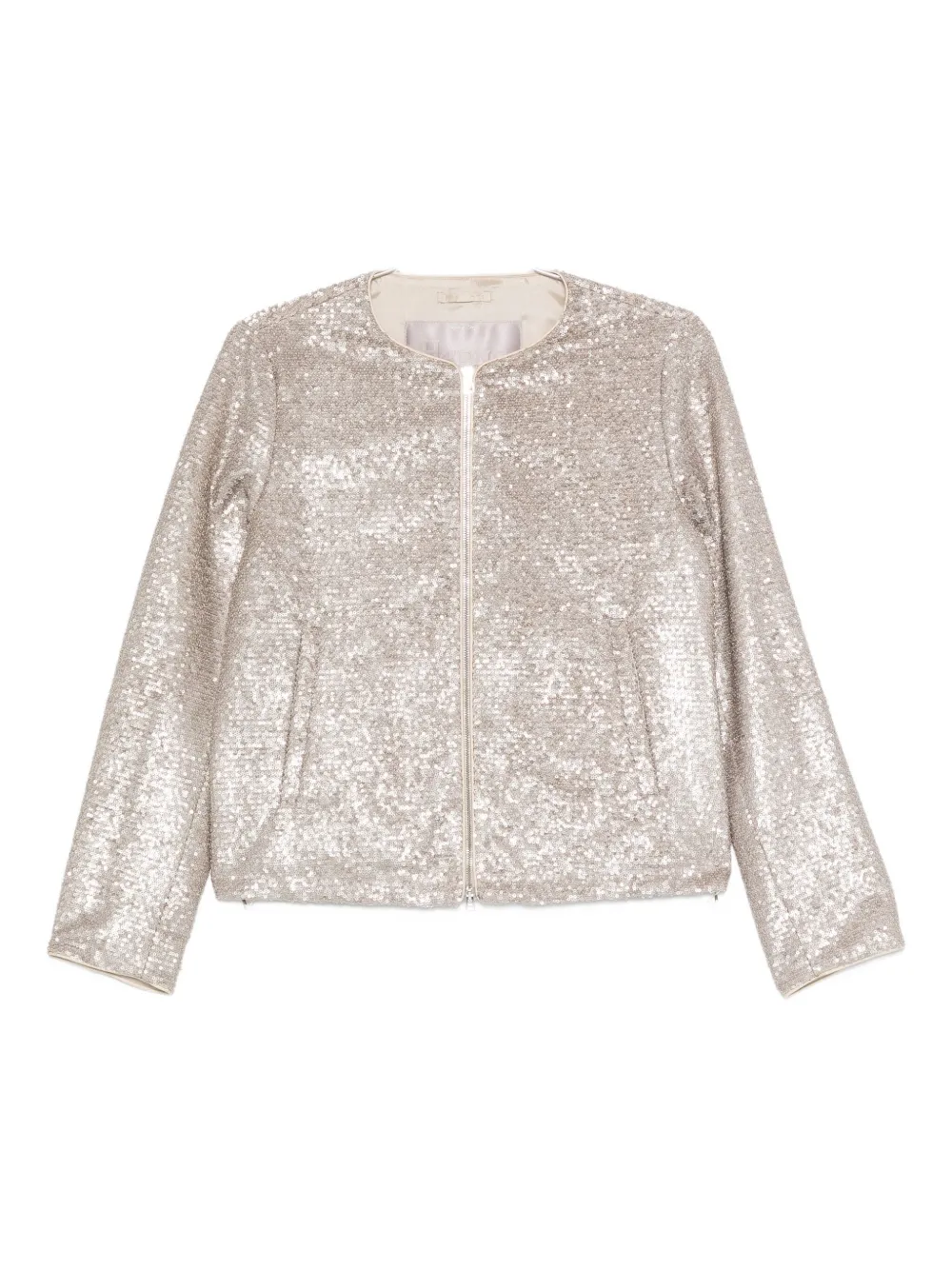 Herno Sequinned Zip-up Jacket In Neutral