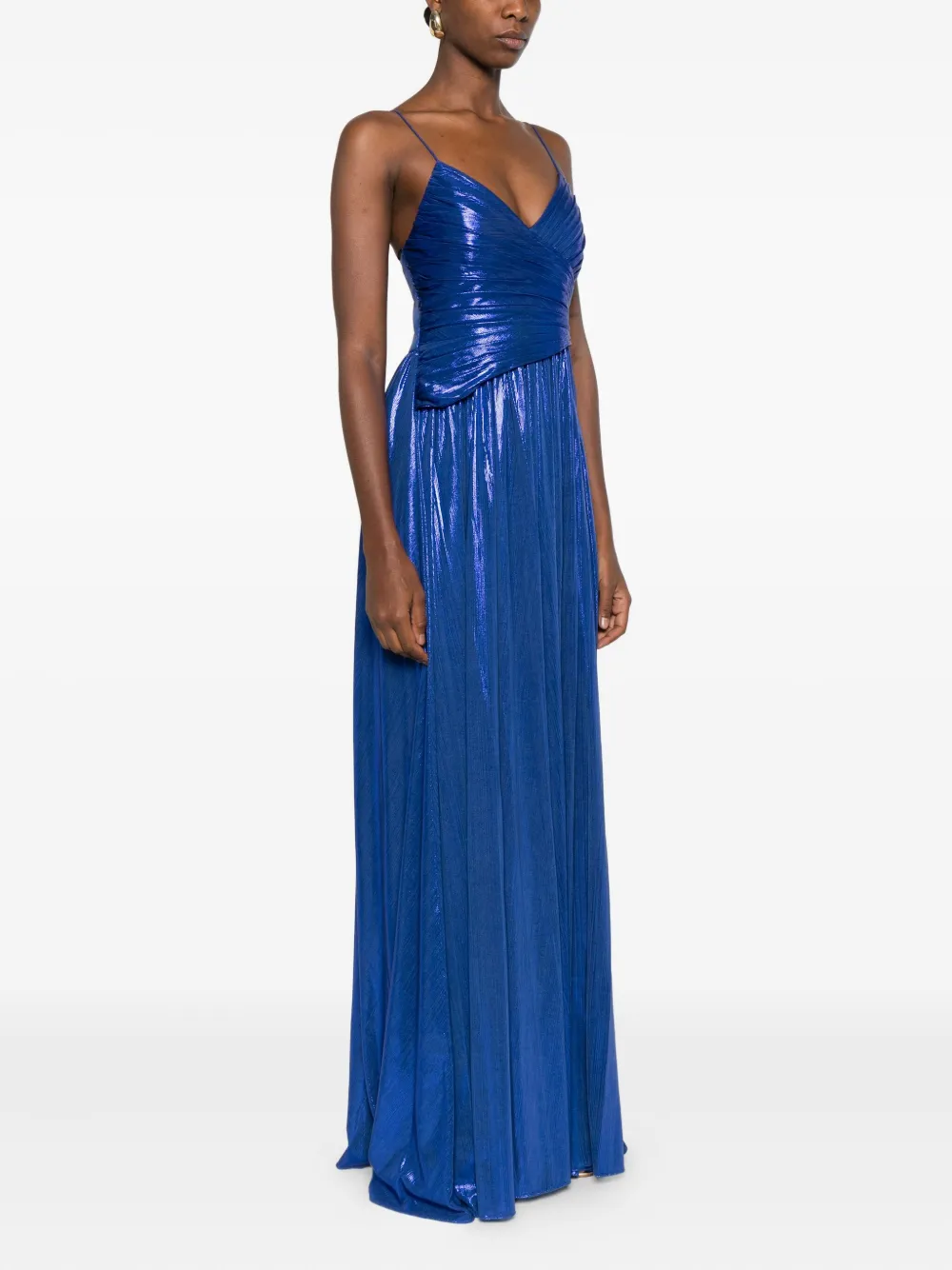 Retroféte Metallic-effect Maxi Dress In Blue