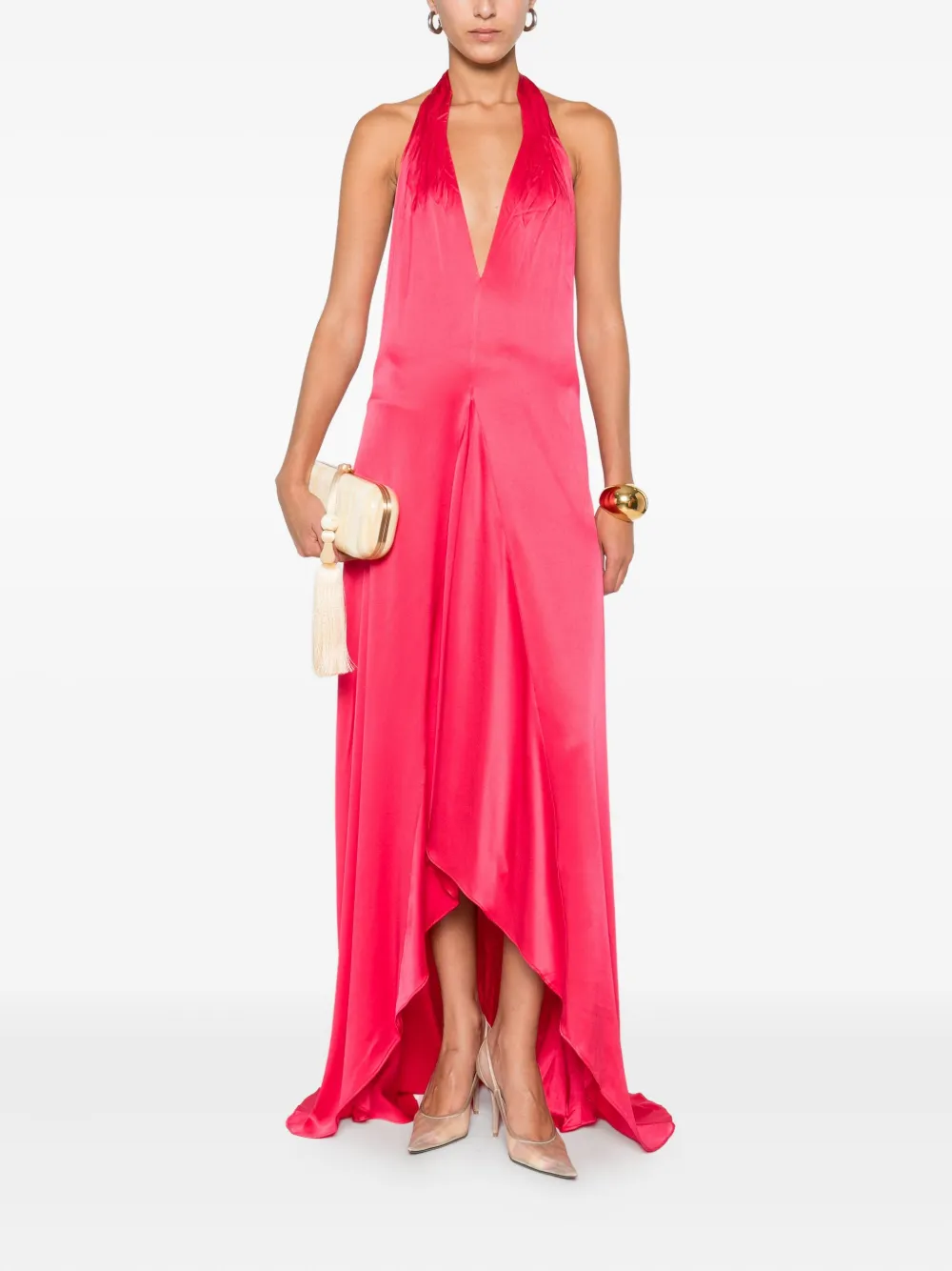 Danamé halterneck ruffled dress - Roze