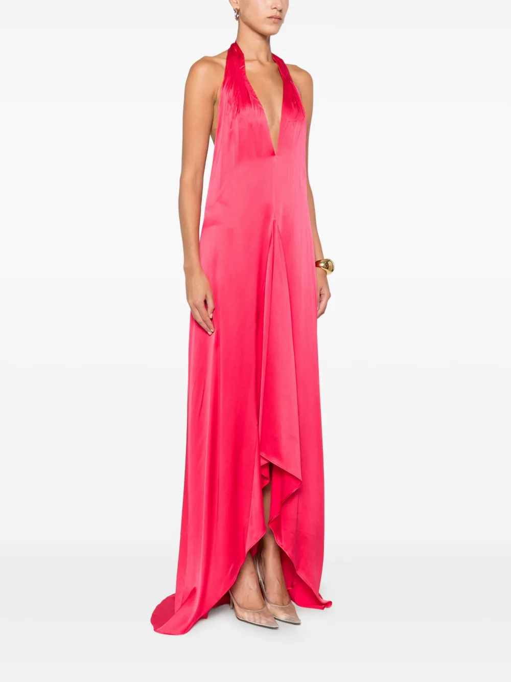 Danamé Jurk met halternek enruches Roze