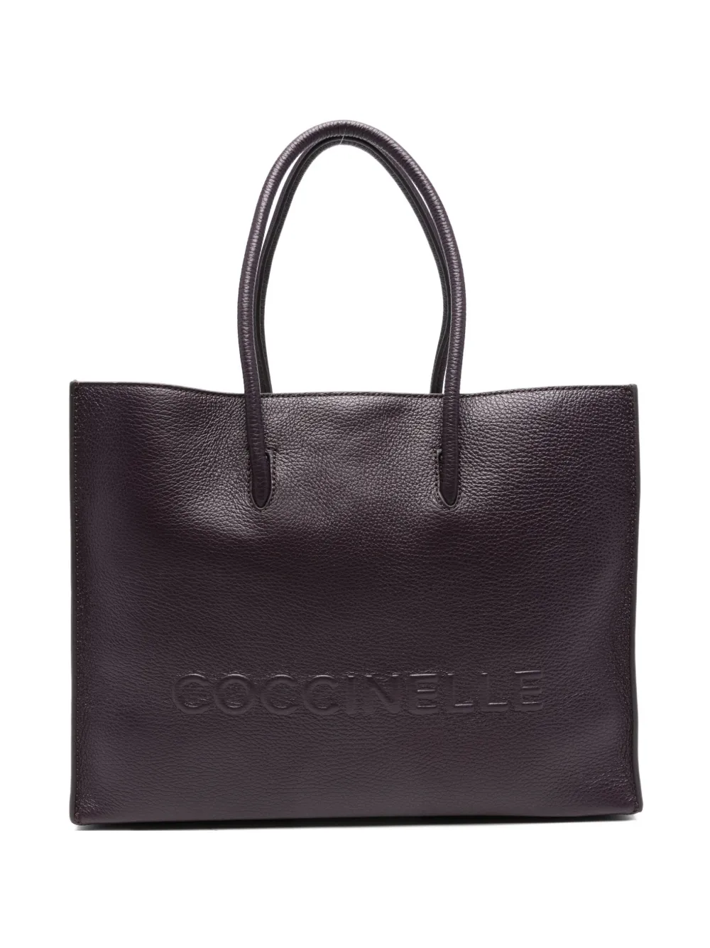 Coccinelle Large Myrtha Embossed-logo Tote Bag In Brown
