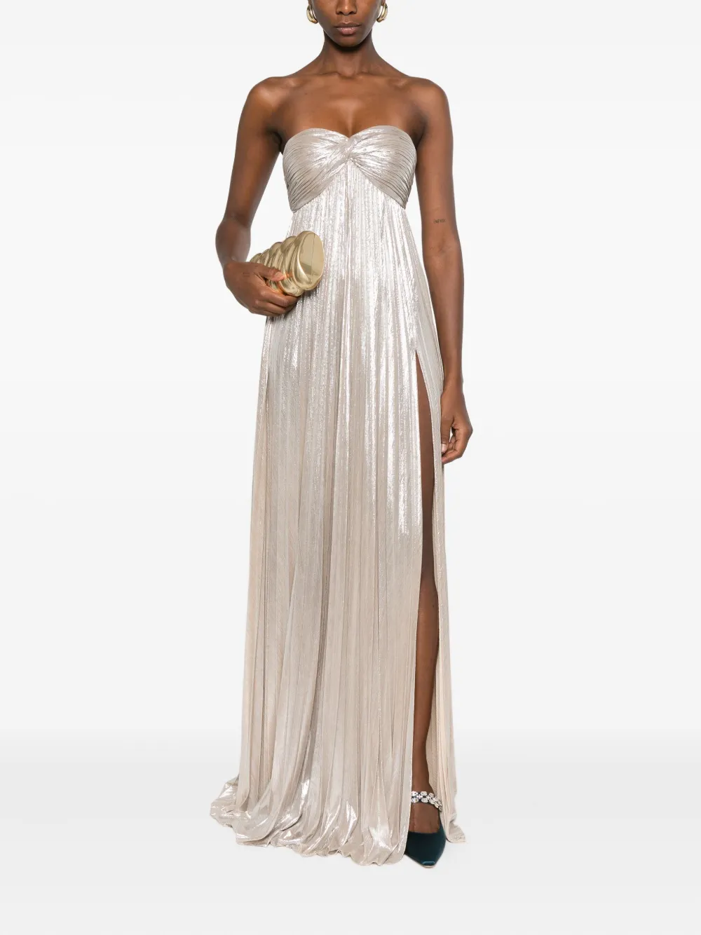 Retroféte Strapless-design Maxi Dress In Gray