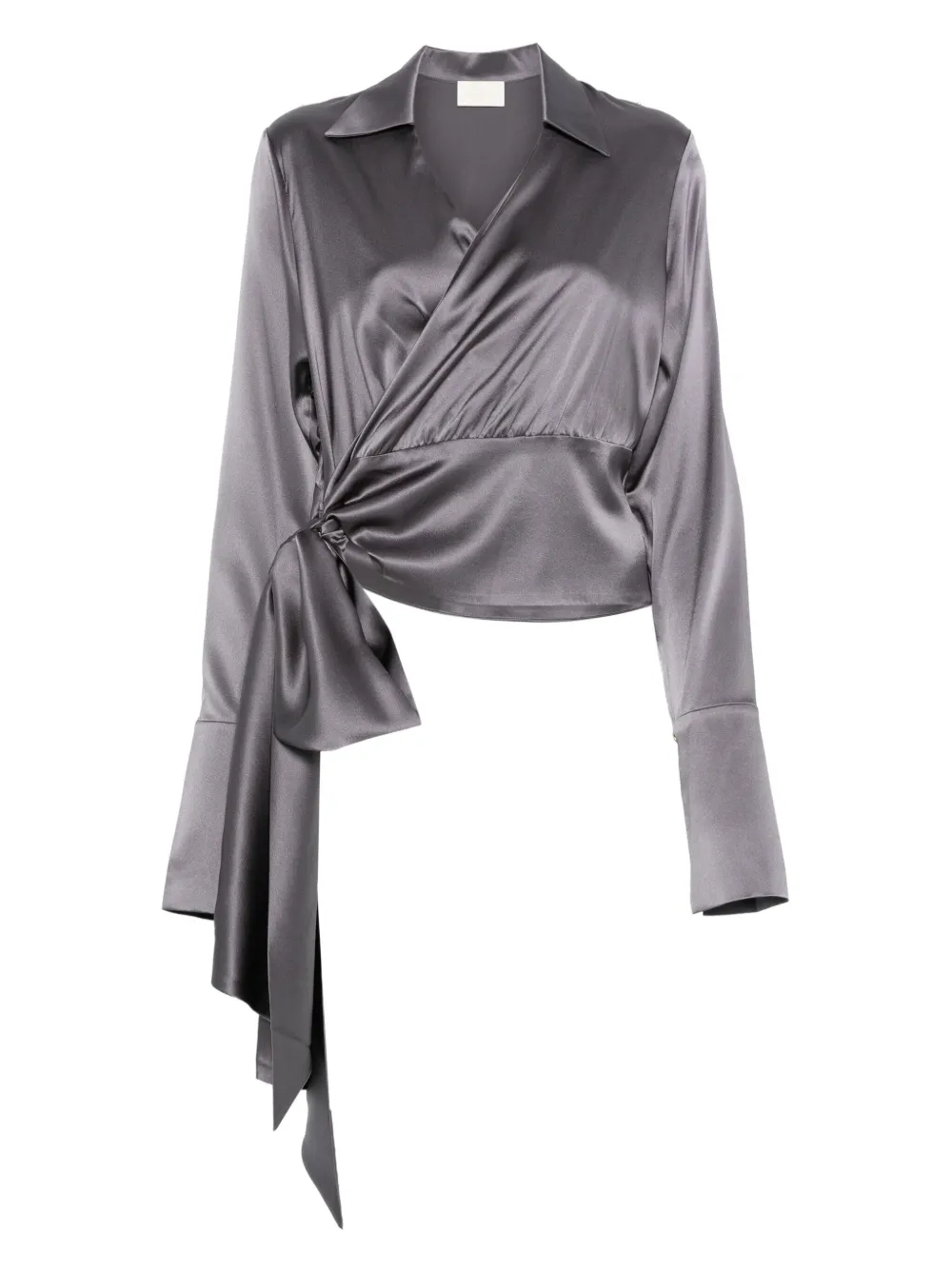 Danamé satin wrap blouse | Grey | Image 1