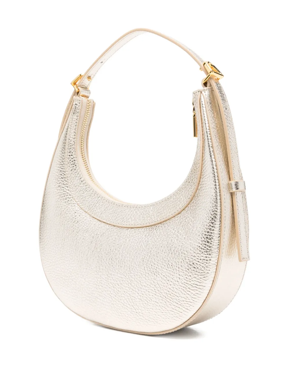 Coccinelle Crescent Metallic Leather Bag In Gold