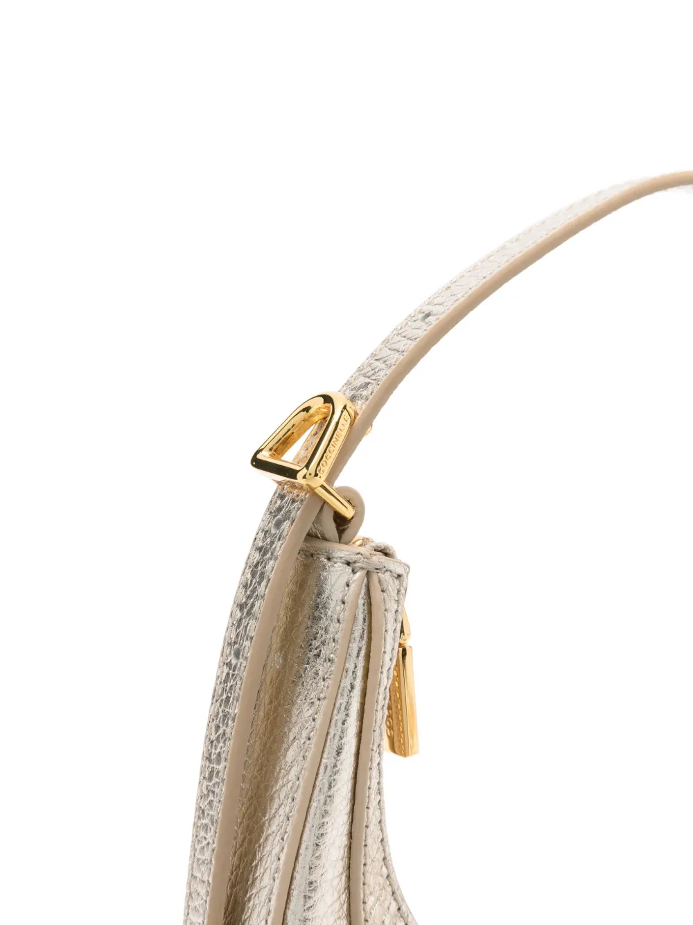 Coccinelle Crescent Metallic Leather Bag In Gold